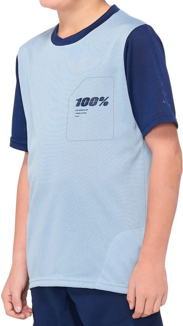 100% Ridecamp Jugend Kurzarm Fahrrad Jersey (Blue/Light Blue,L)