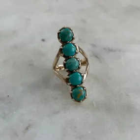 14K GOLD ROW RING — TURQUOISE