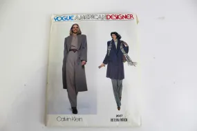 1970s Vogue American Designer 2027 Calvin Klein Sewing Pattern, UNCUT FF, Women's Coat and Pants, Bust 32.5 in.