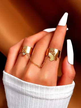 1pc Simple and Fashionable Butterfly Decor Multi-finger Ring For Women, Girls, Holiday Gift, Party