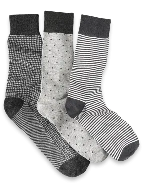 3 Pack Cotton Blend Sock - Grey Multi