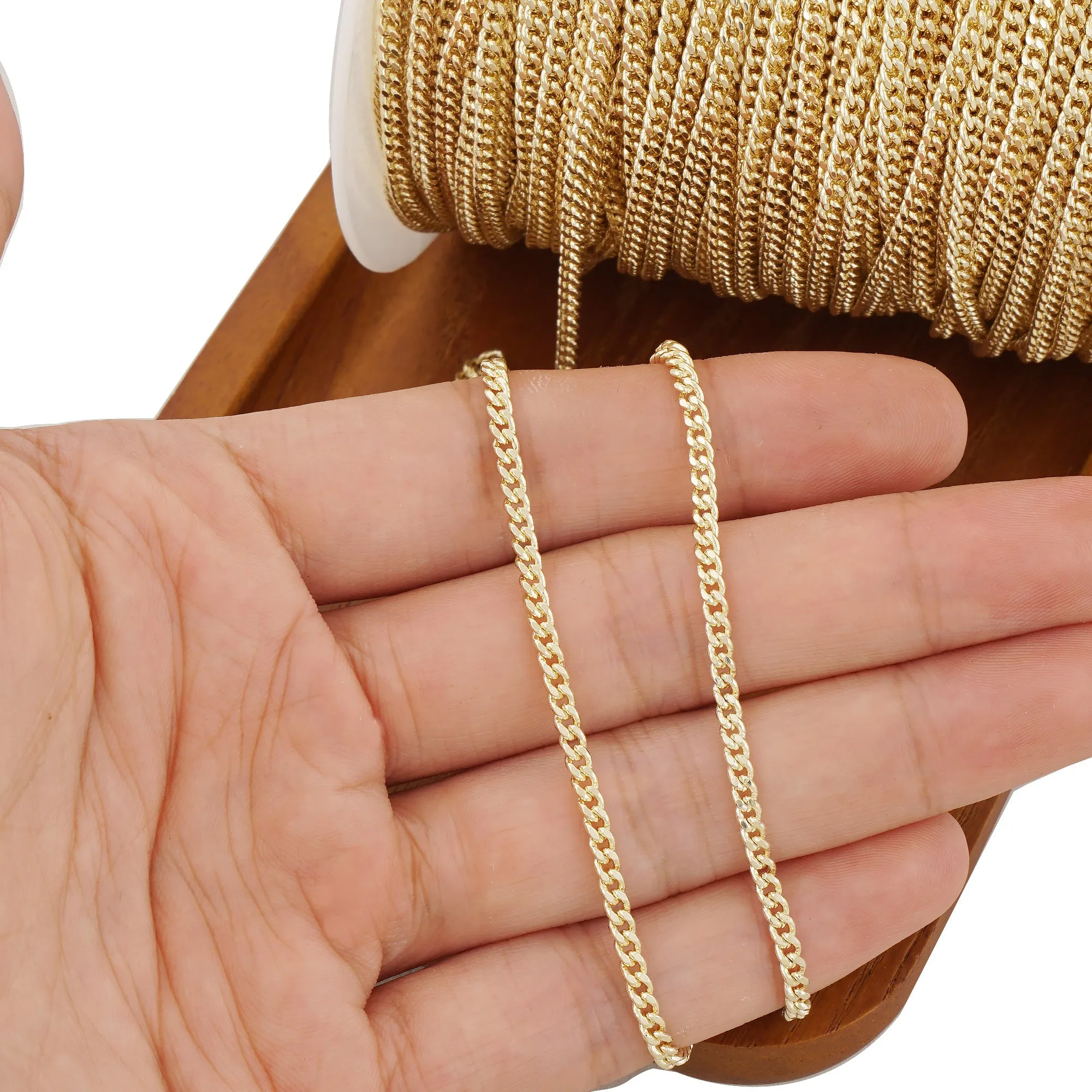 6 feet 2.7*3.5mm 14K Gold Filled Curb Chain, Hip Hop Style Chain , DIY Necklace Chain, Jewelry Making Supplies 10414450