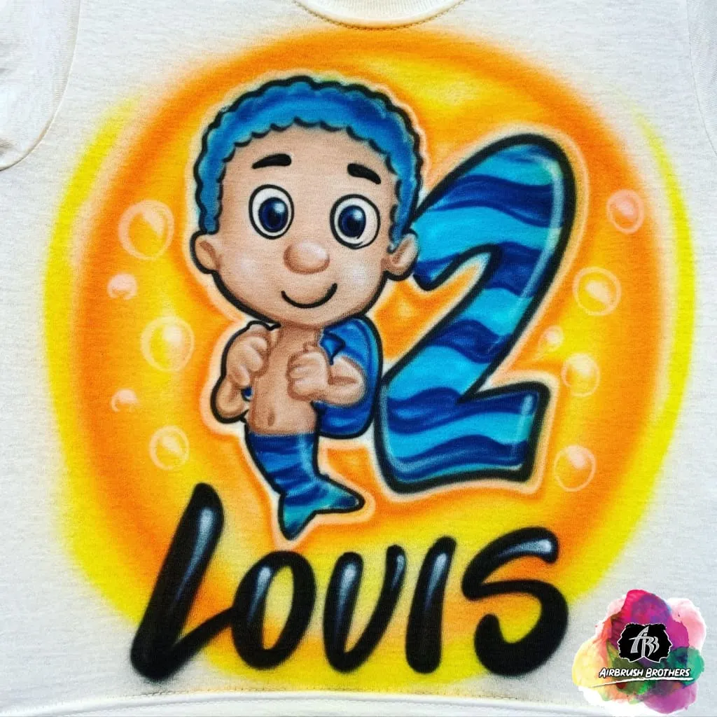 Airbrush Bubble Guppies - Goby Birthday Shirt Design