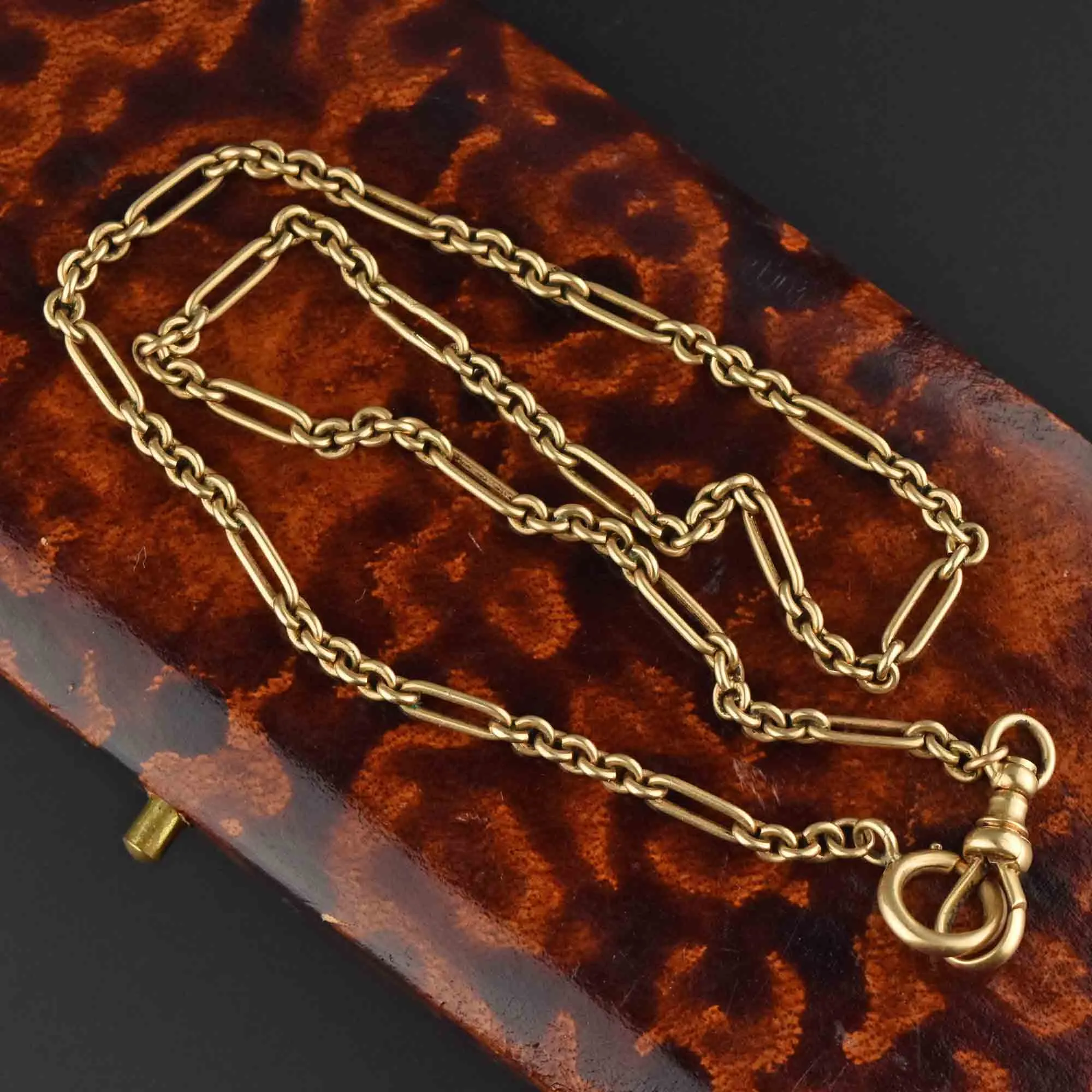 Antique 14K Gold Fancy Link Necklace Pocket Watch Chain