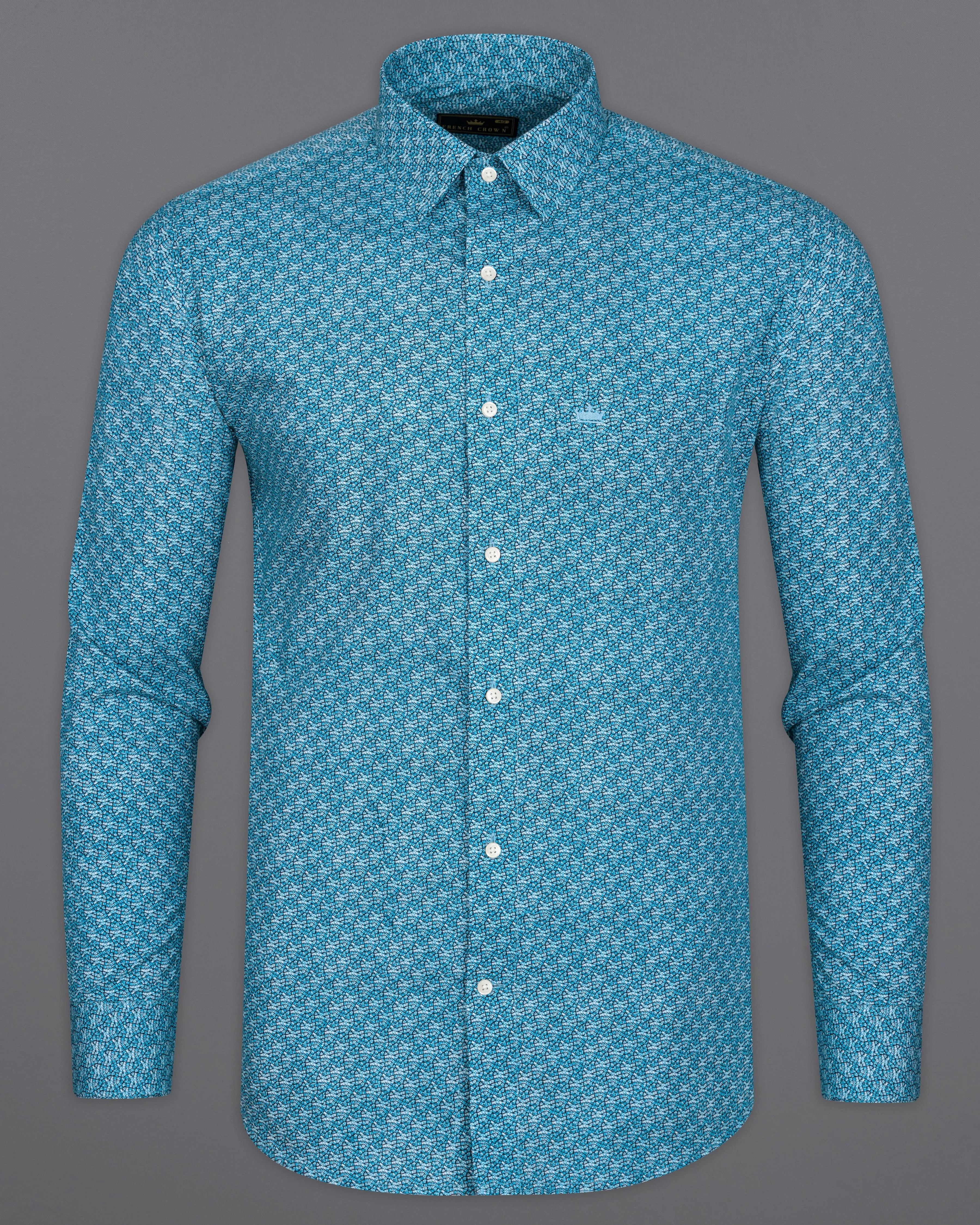 Astral Aqua Blue and White Premium Cotton Shirt