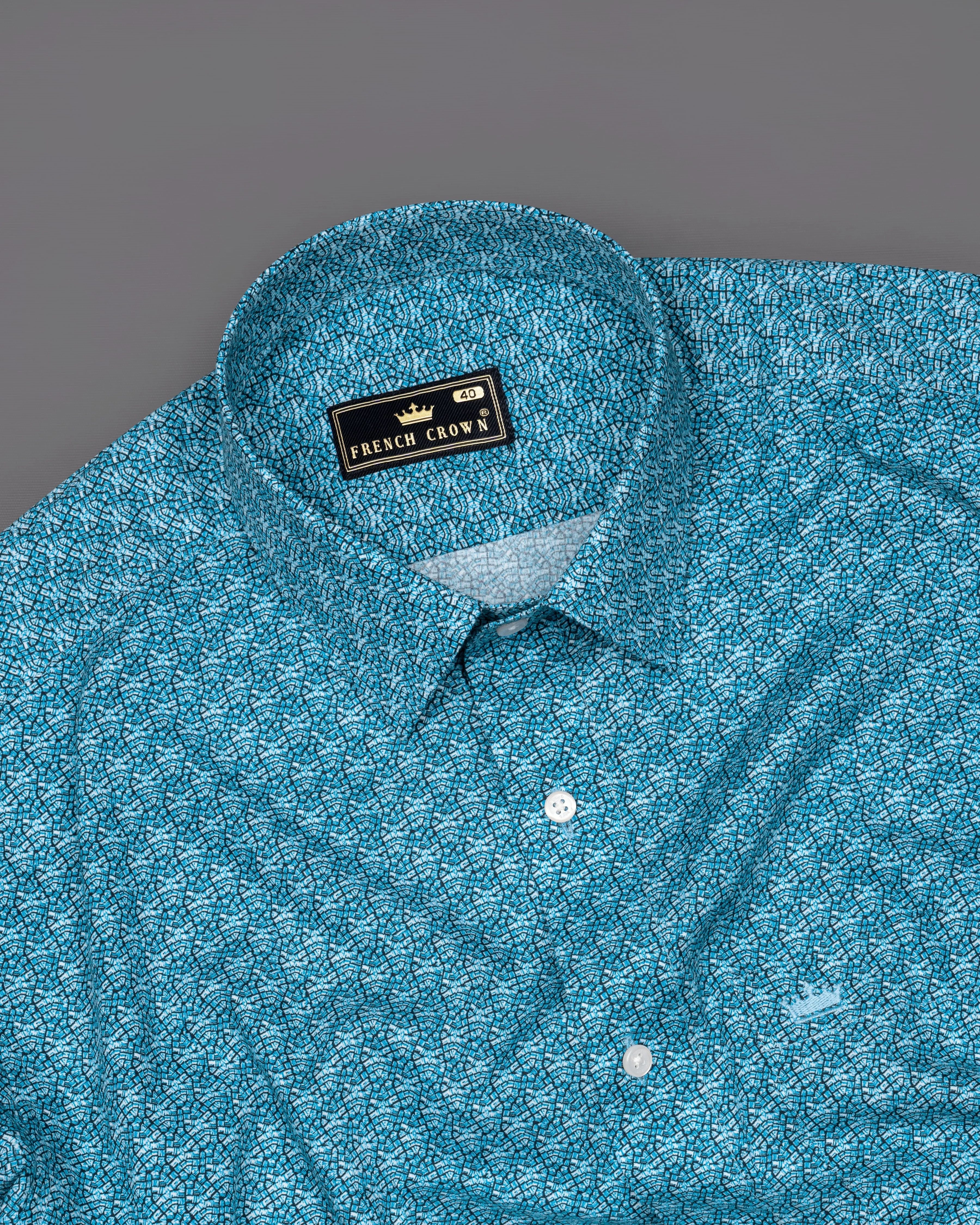 Astral Aqua Blue and White Premium Cotton Shirt