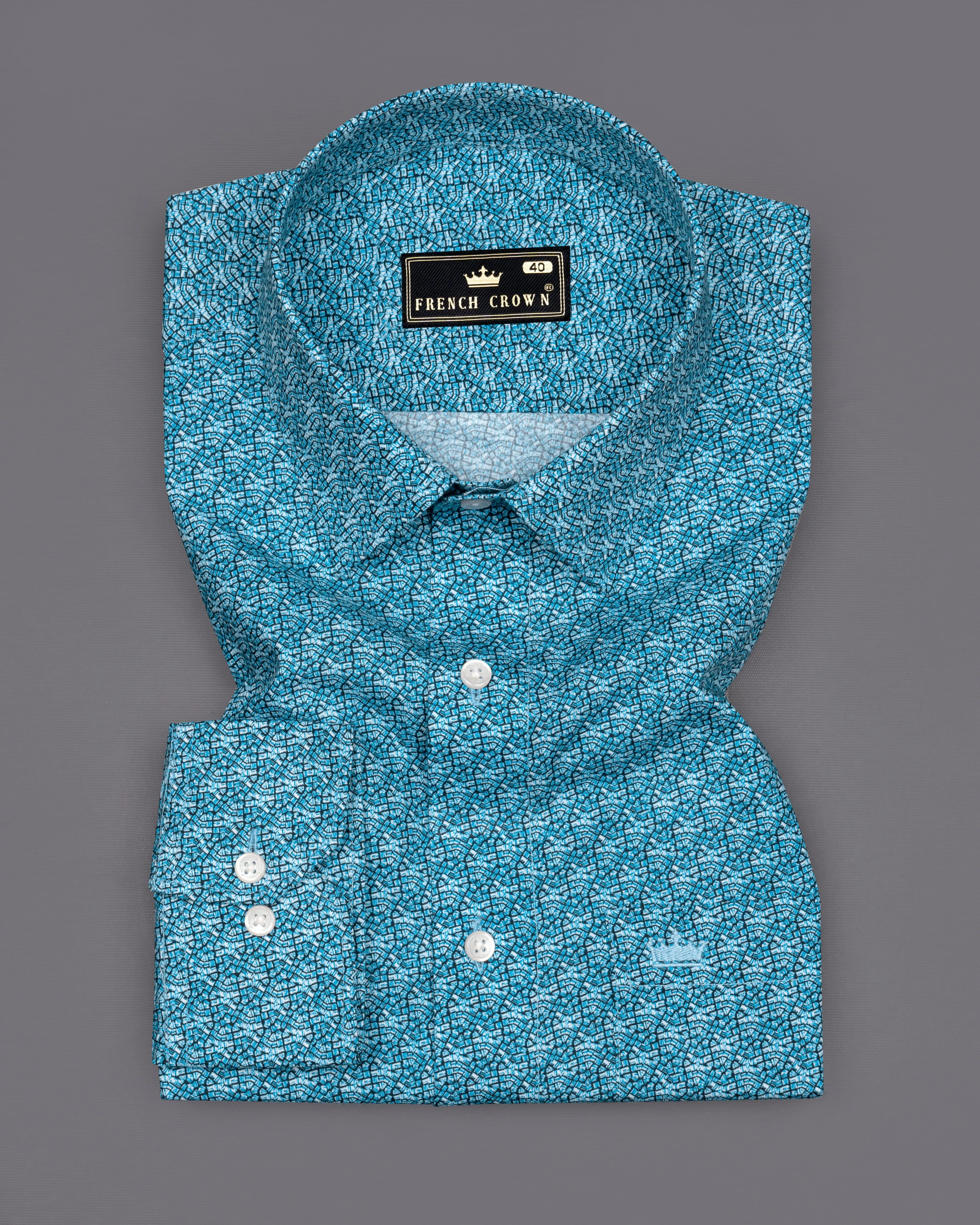 Astral Aqua Blue and White Premium Cotton Shirt