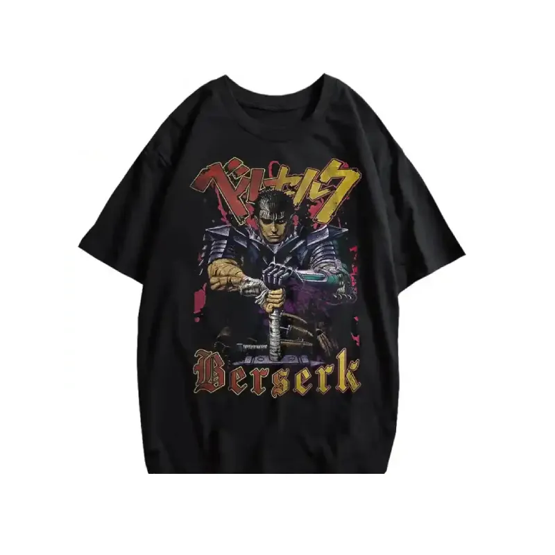 Berserk Retro Anime Necklace Round Neck T Shirt