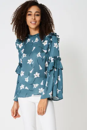 Blouse In Floral With Frill Detail Ex-Branded