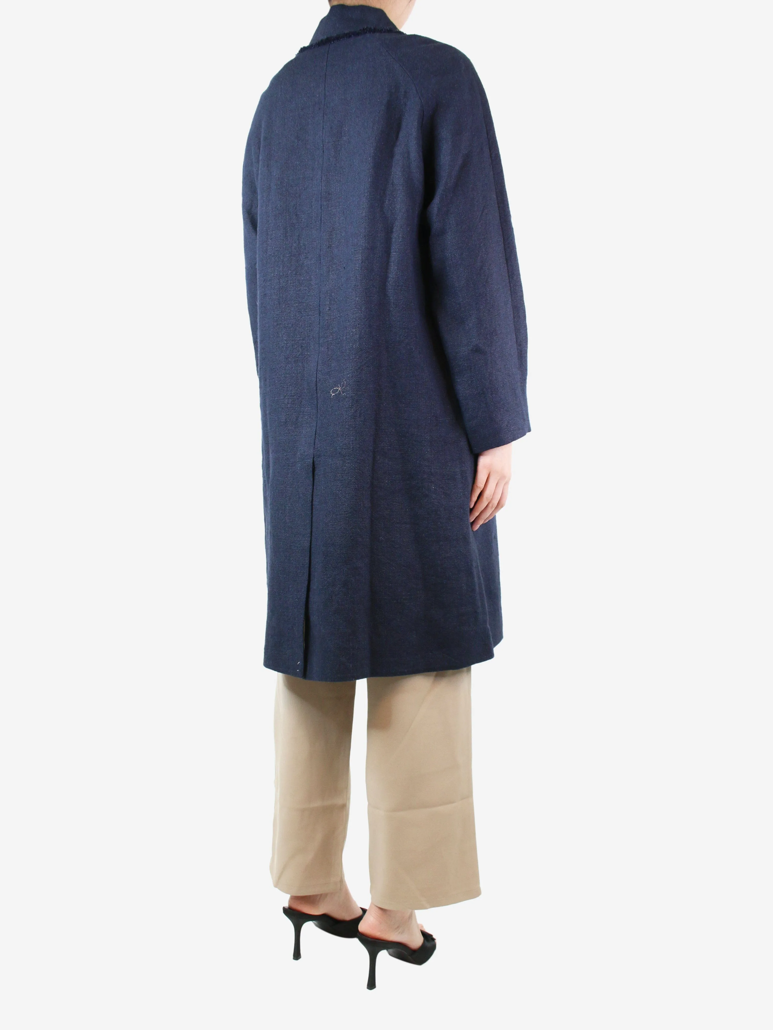 Blue linen buttoned coat - size UK 12