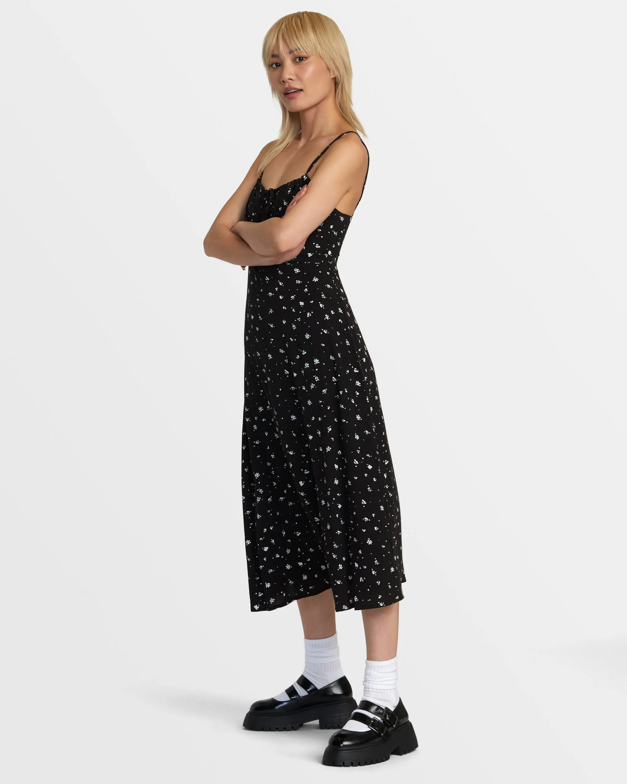 Cafe Midi Dress - Black Multi