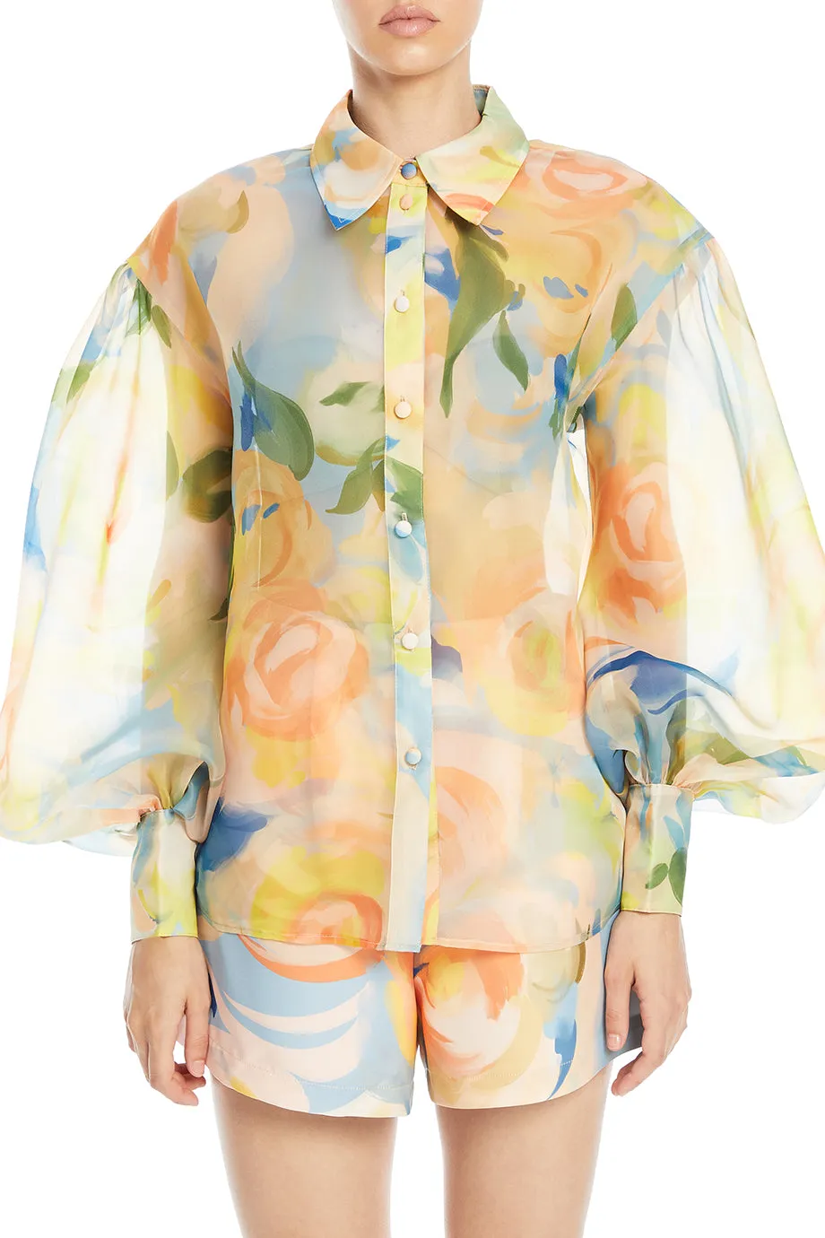 Celeste Floral Balloon Sleeves Blouse