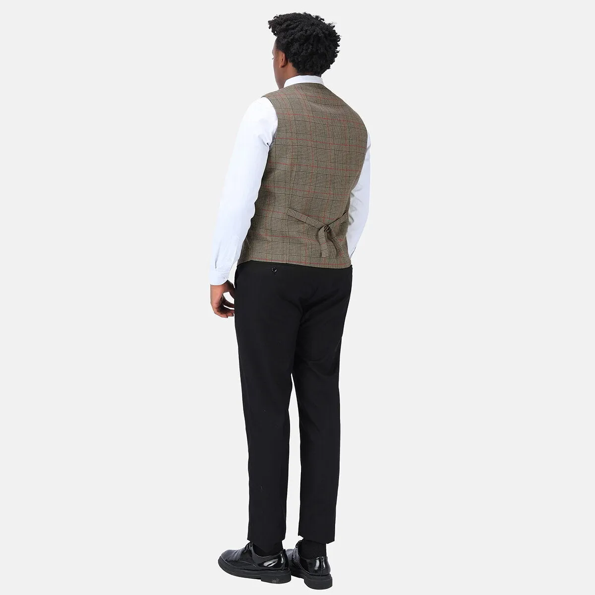 Checked Vests Stripes Business Slim Fit Cotton Grey