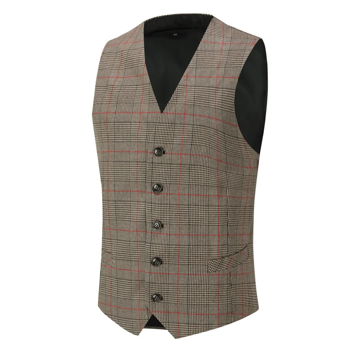 Checked Vests Stripes Business Slim Fit Cotton Grey