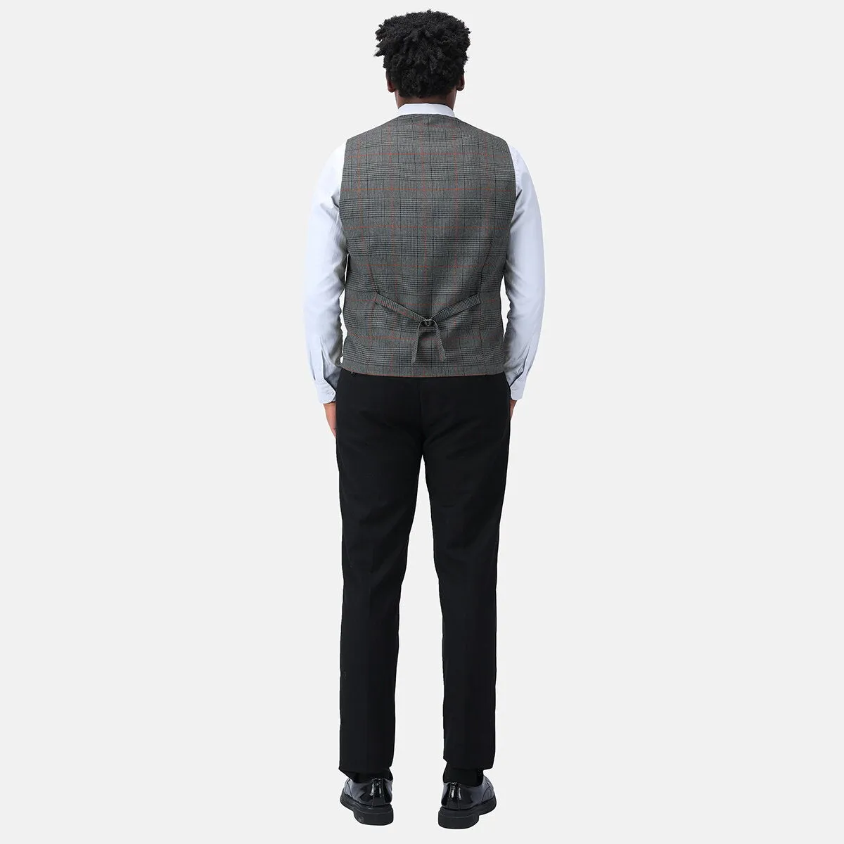 Checked Vests Stripes Business Slim Fit Cotton Grey