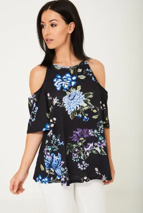 Cold Shoulder Floral Top Ex Brand