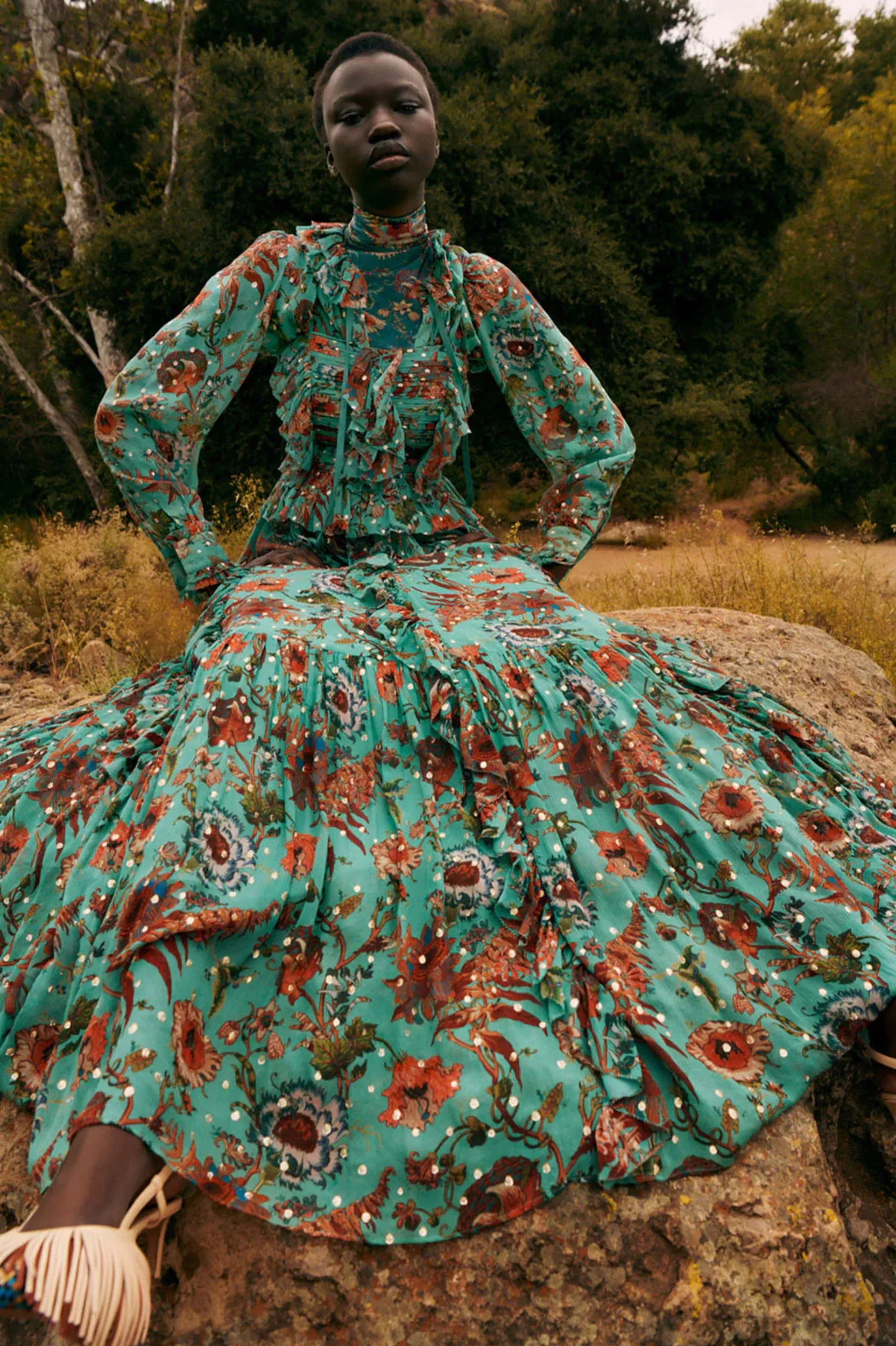 Colette Silk Gown in Garden Bloom