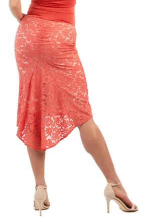 Coral Floral Lace Fishtail Tango Skirt