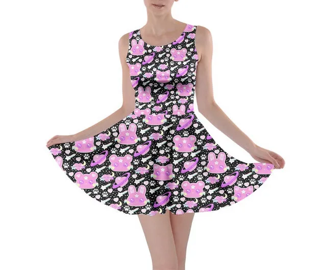 Cosmic Cuties Black Skater Dress [made to order]