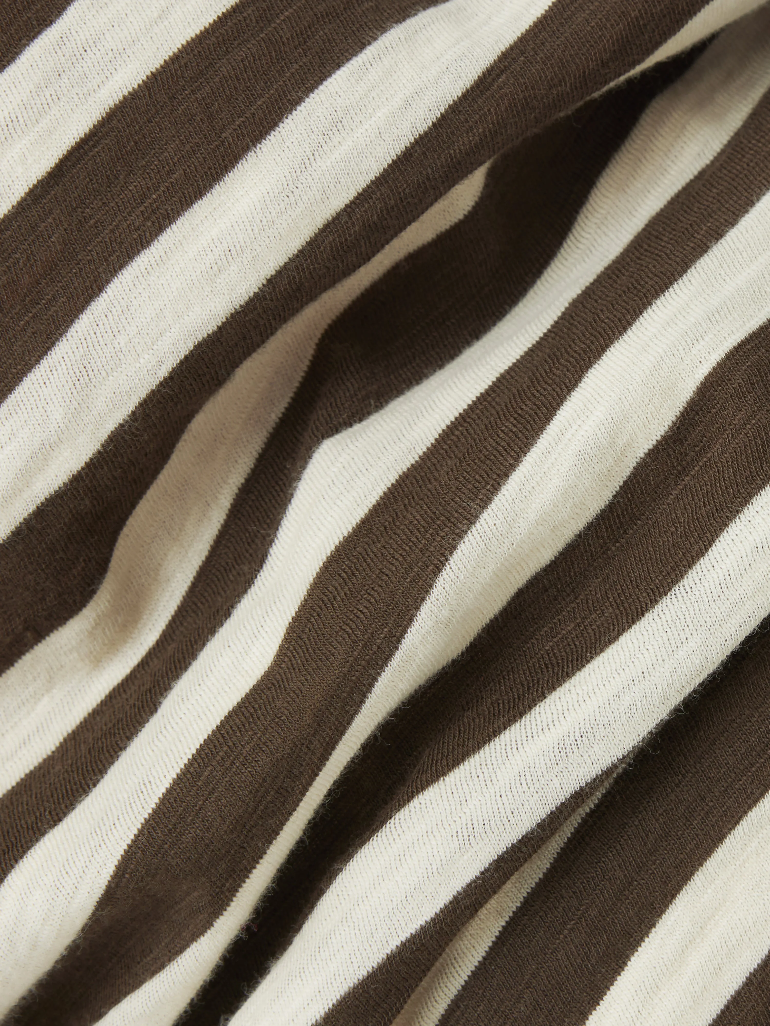 Cotton Slub Stripe Long Sleeve Tee | Brown