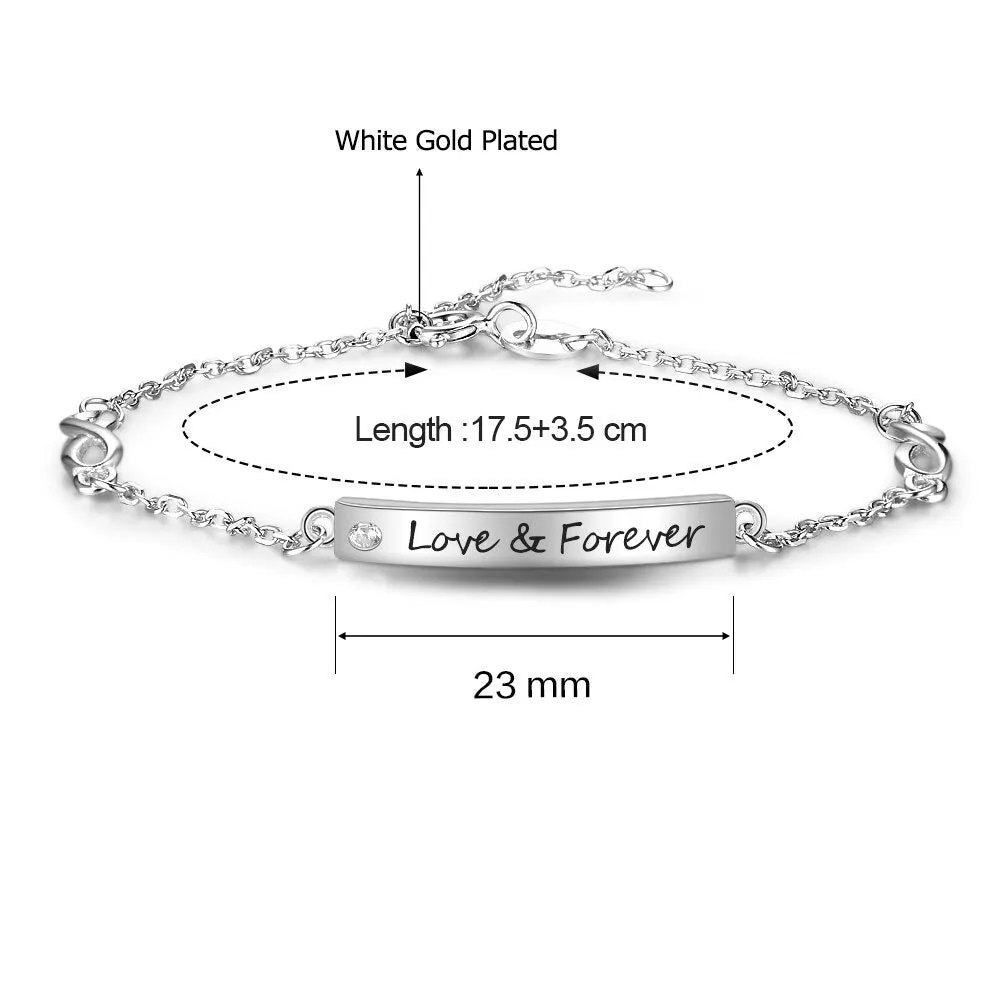 Customize Engrave Name Bar Bracelets For Women