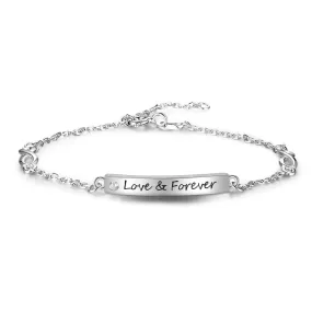 Customize Engrave Name Bar Bracelets For Women