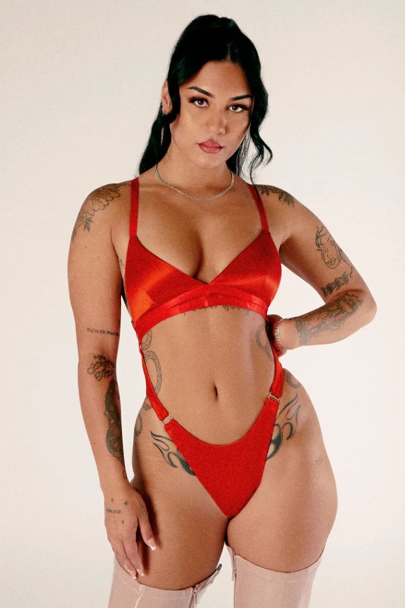 CXIX Aphrodite Bodysuit - Red Satin