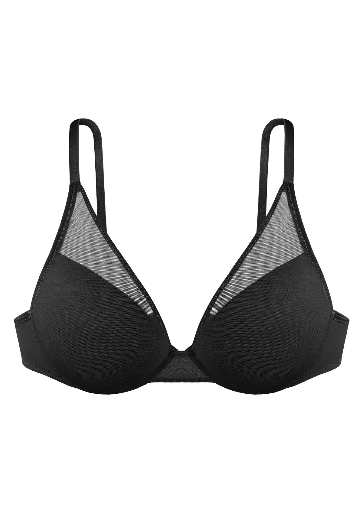 Deep V Plunge Mesh T-shirt Push-Up Bra