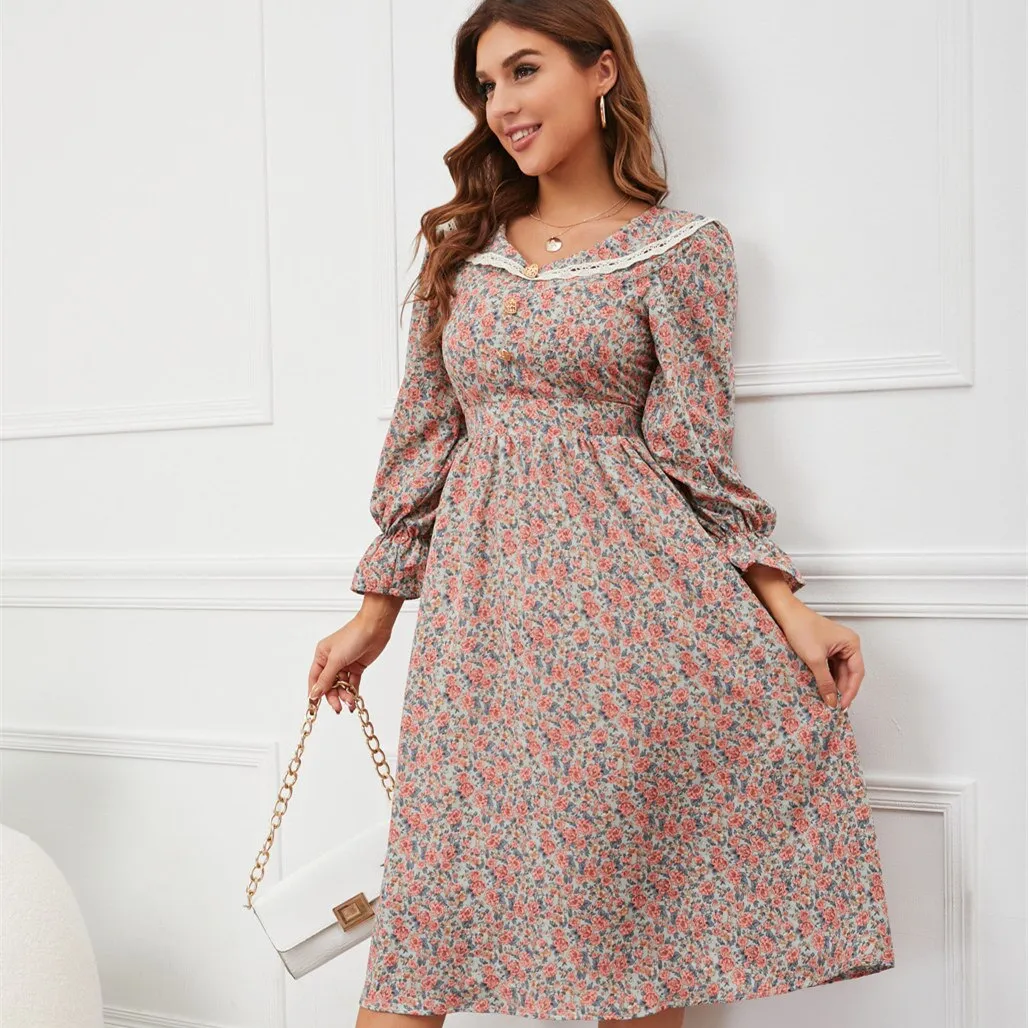 DressBetty - Retro French Floral Lace Dress