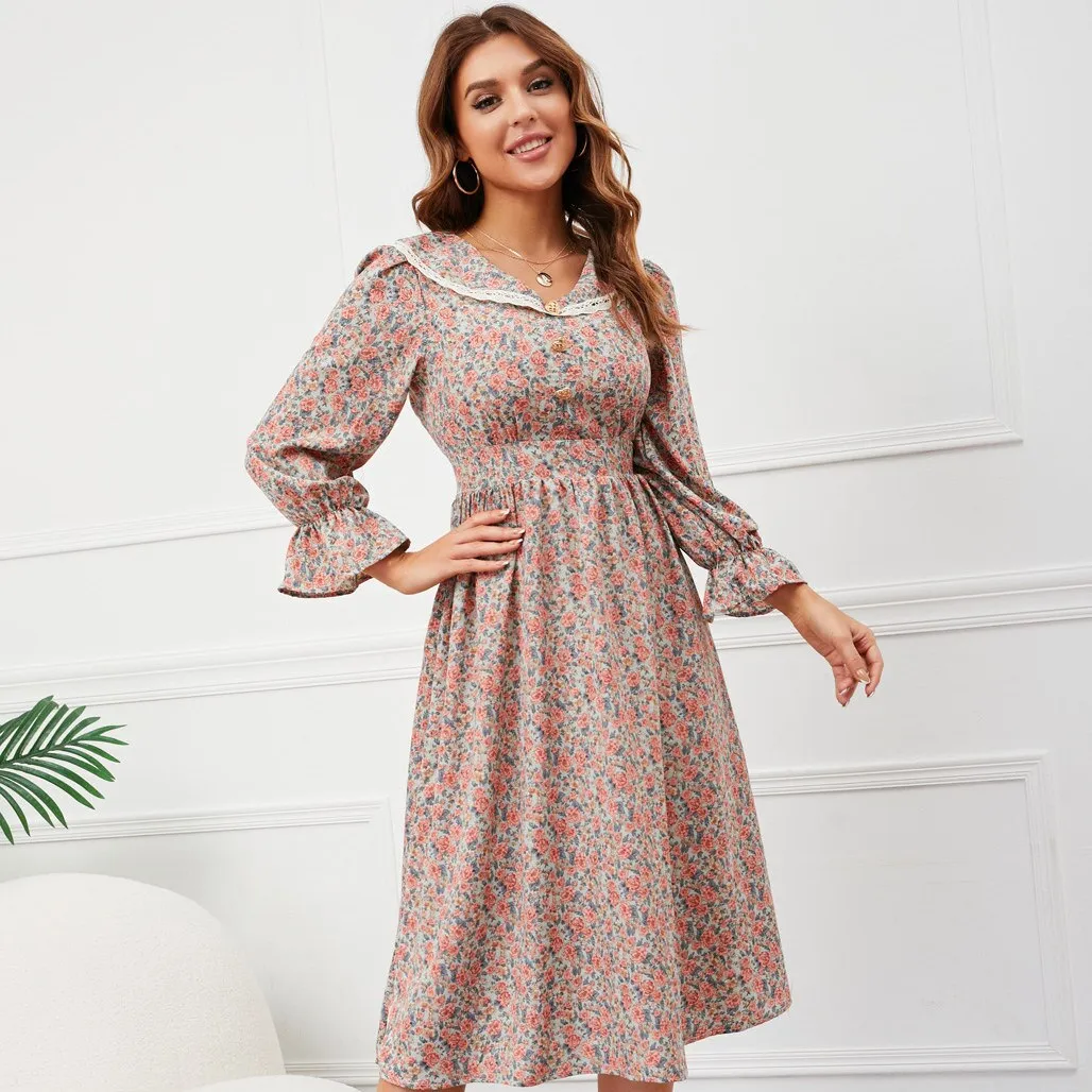 DressBetty - Retro French Floral Lace Dress