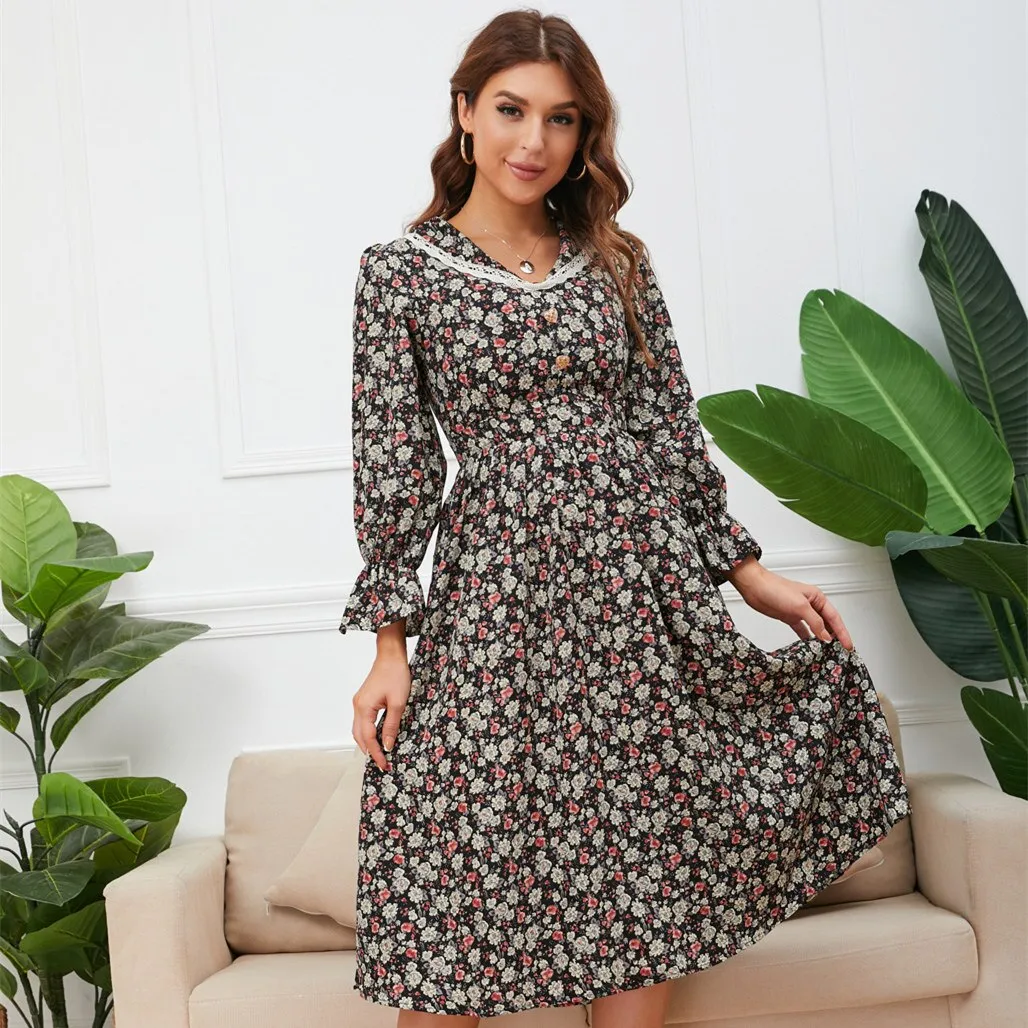 DressBetty - Retro French Floral Lace Dress