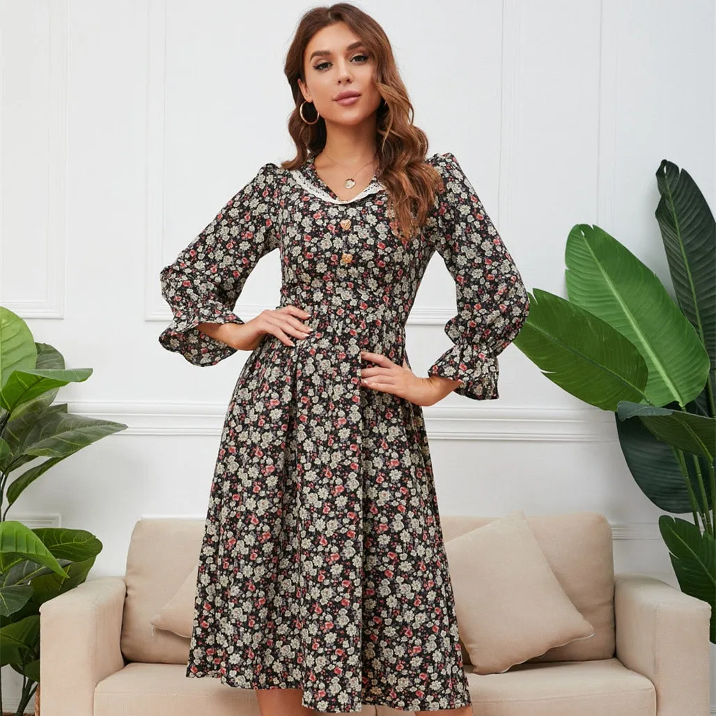 DressBetty - Retro French Floral Lace Dress