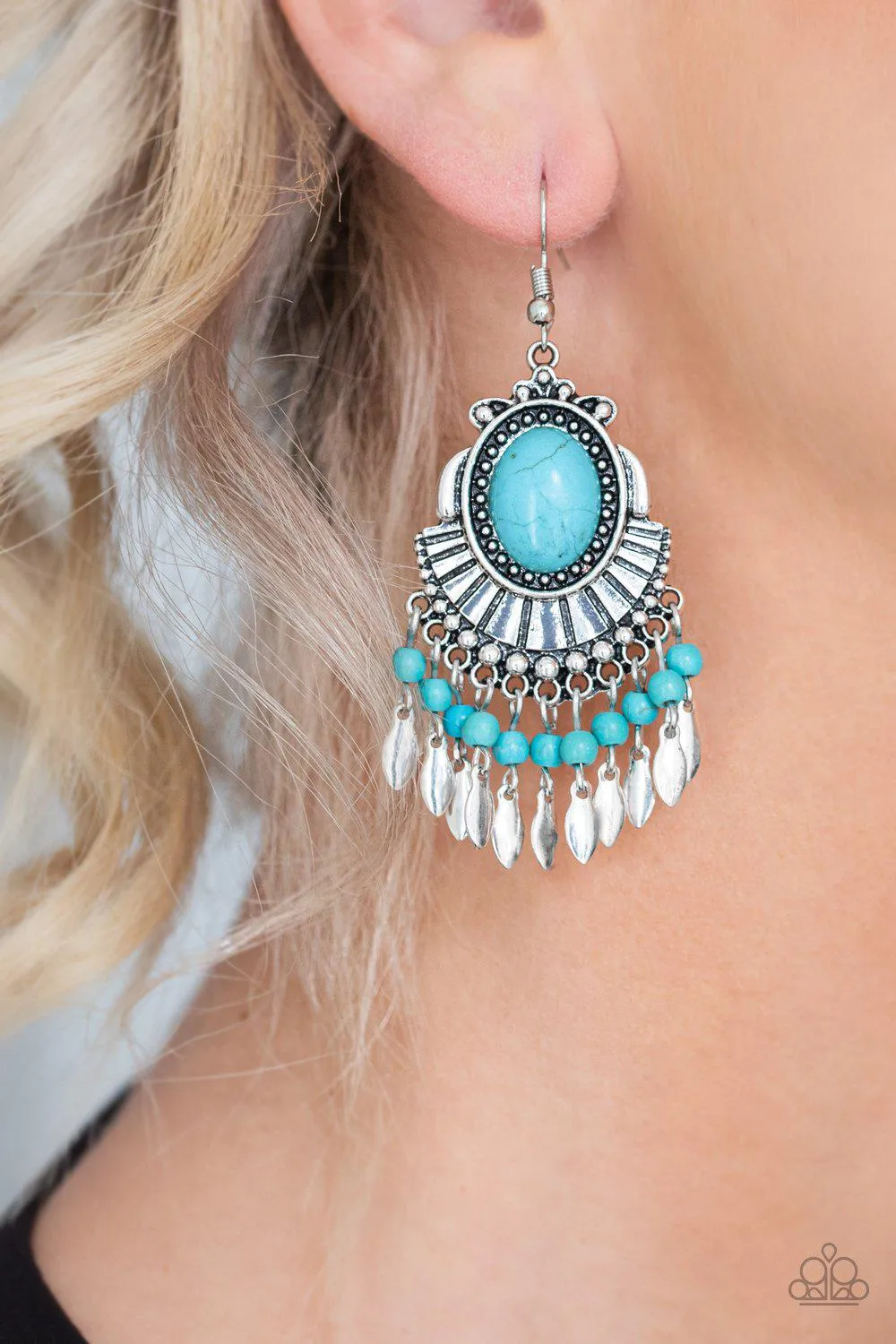 Eco Trip Turquoise Blue Stone Earrings - Paparazzi Accessories