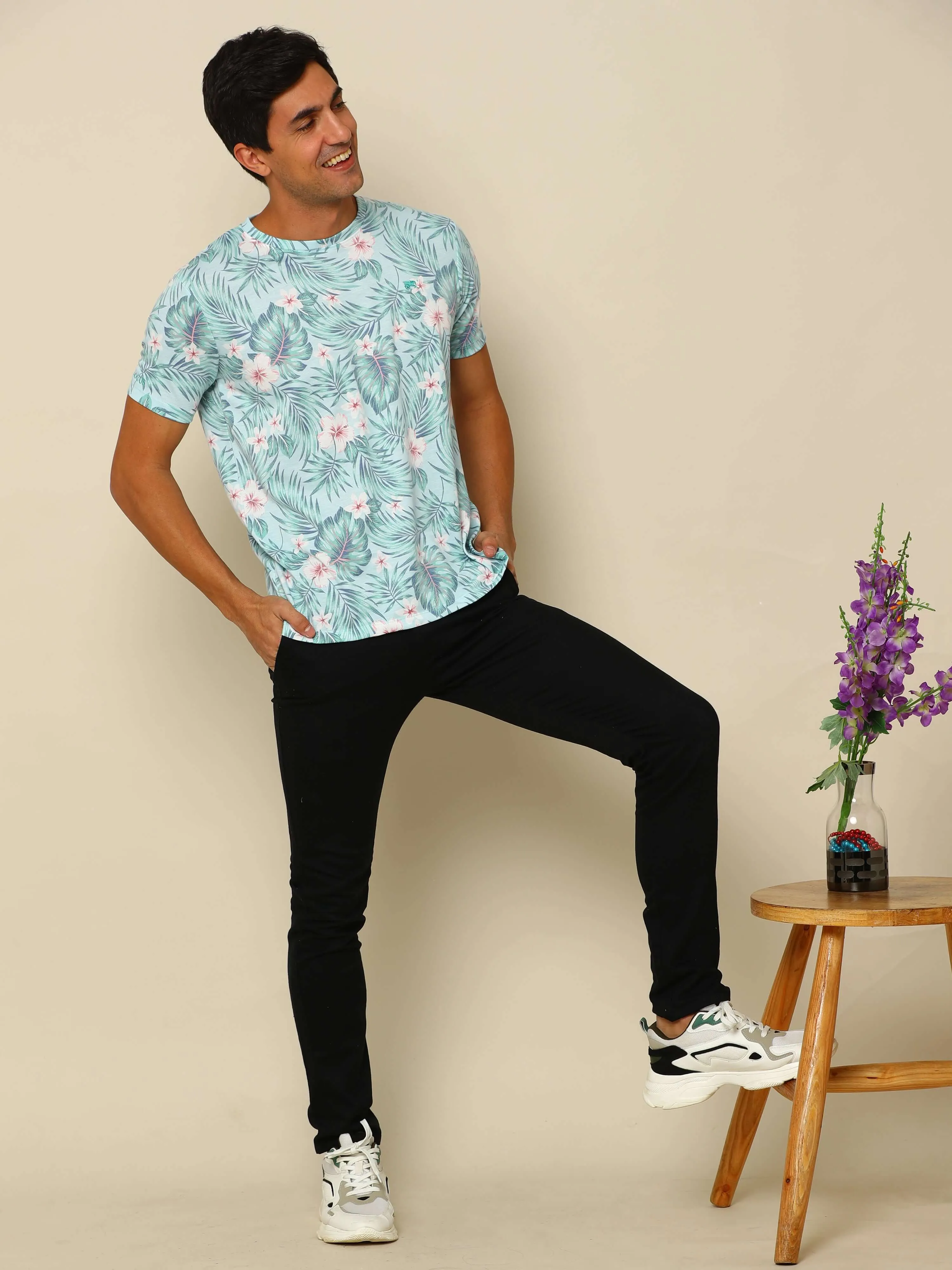 Floral Crew Neck T Shirt