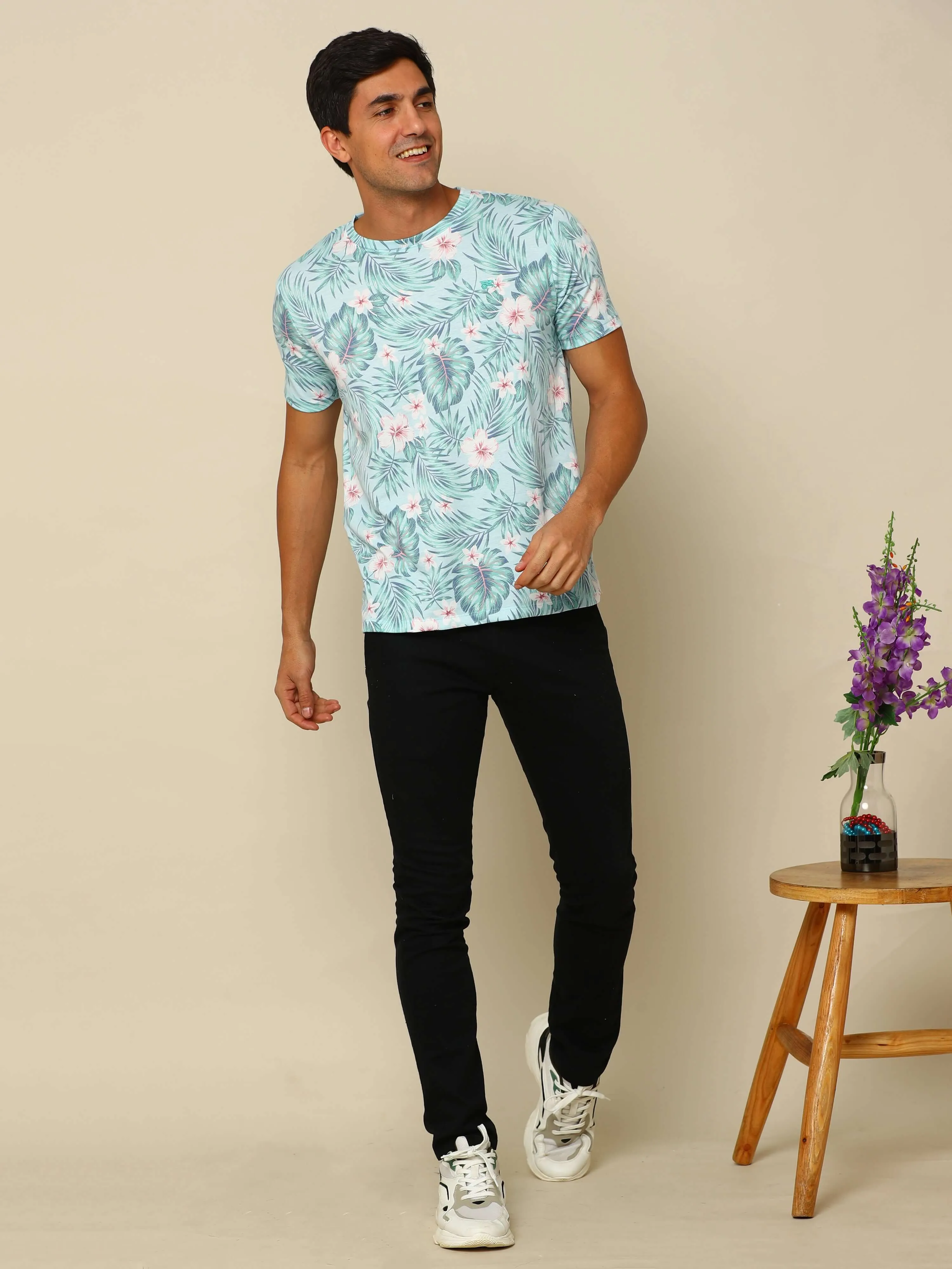 Floral Crew Neck T Shirt