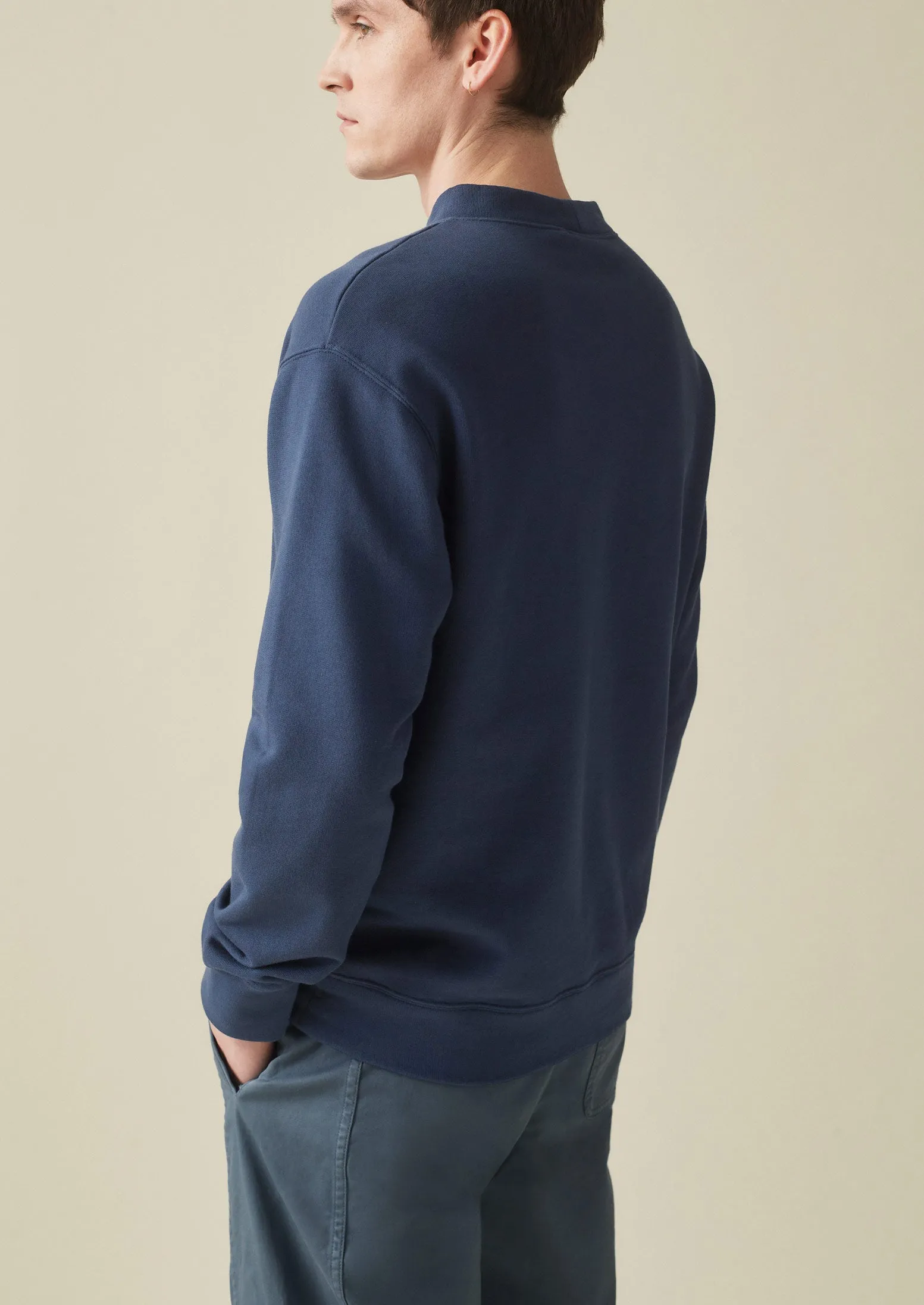 Garment Dyed Organic Jersey Sweatshirt | Dark Indigo