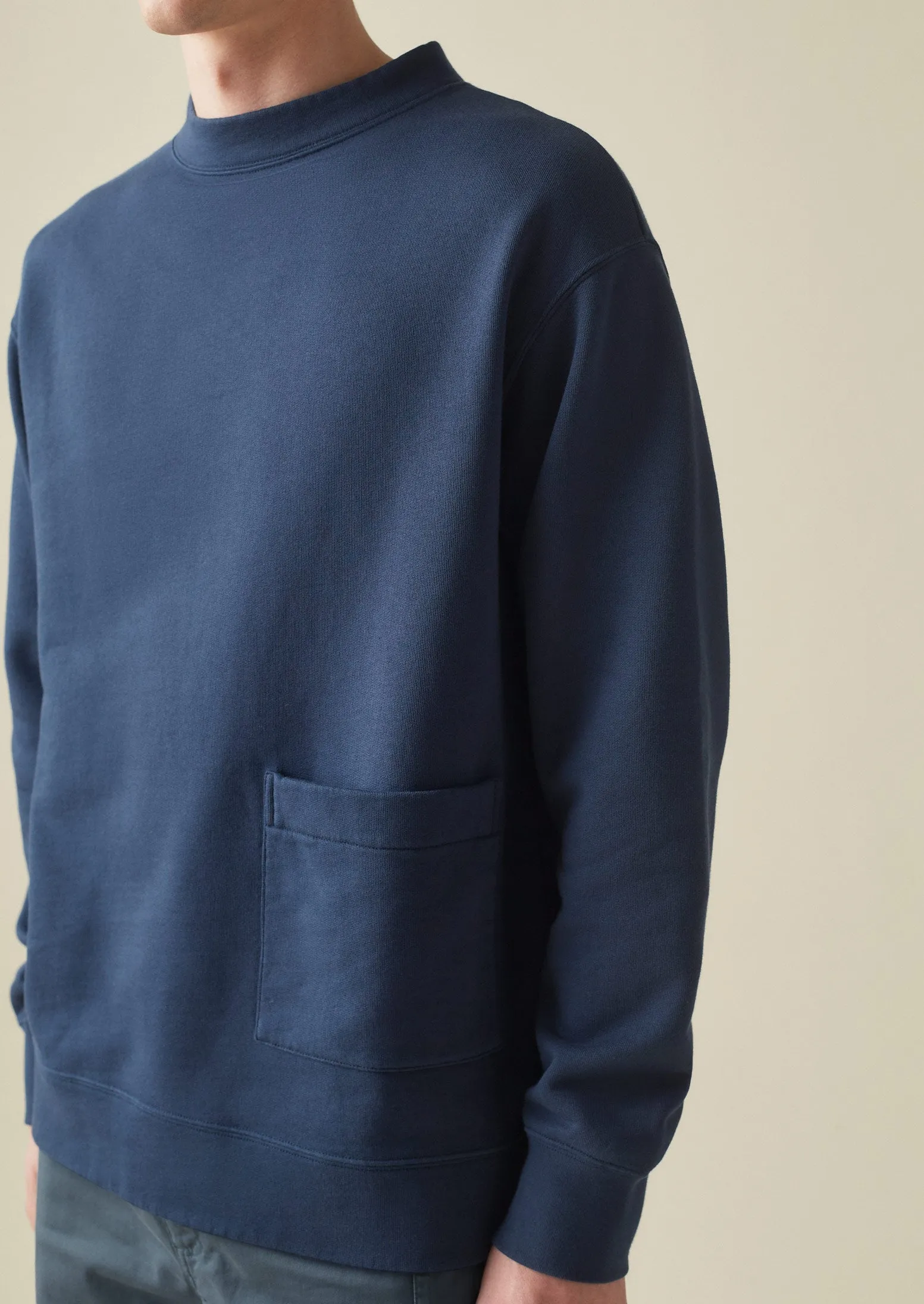 Garment Dyed Organic Jersey Sweatshirt | Dark Indigo