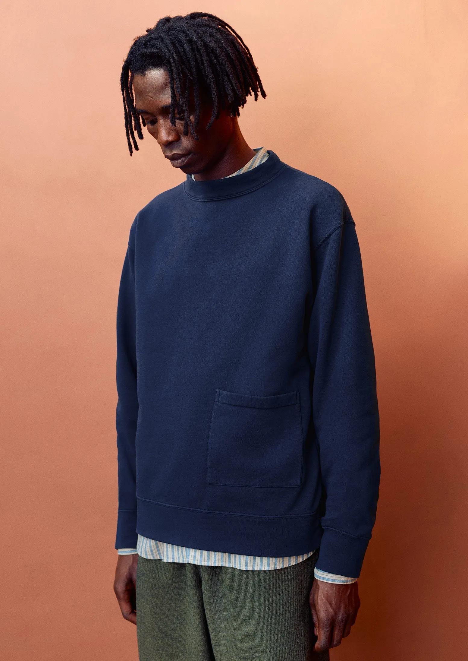 Garment Dyed Organic Jersey Sweatshirt | Dark Indigo