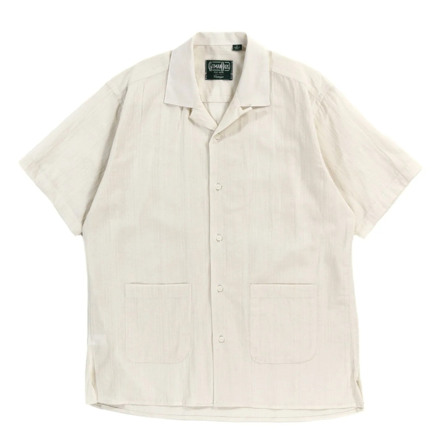 GITMAN VINTAGE BEACH SHIRT WHITE COTTON / LINEN DOBBY