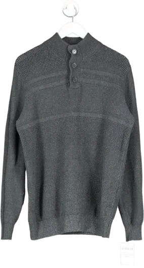 Harvey & Jones Grey Button Down Cotton Jumper UK L