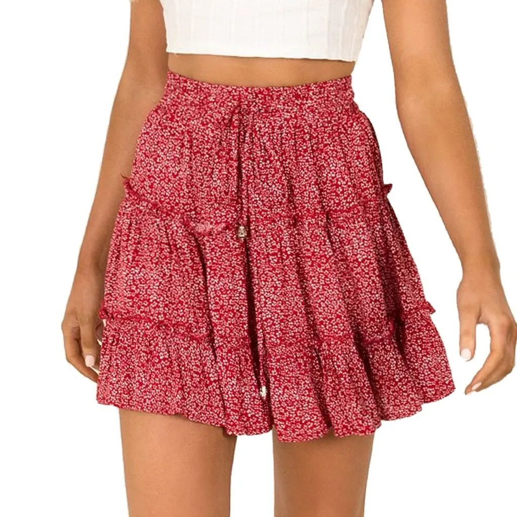 High Waist Ruffled Floral Short Skirt