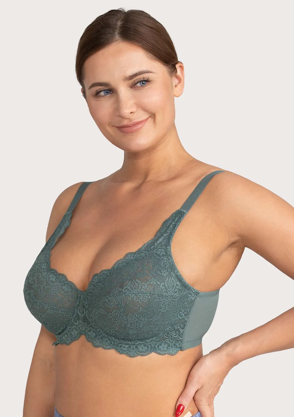 HSIA Blue All-Over Floral Lace Bra