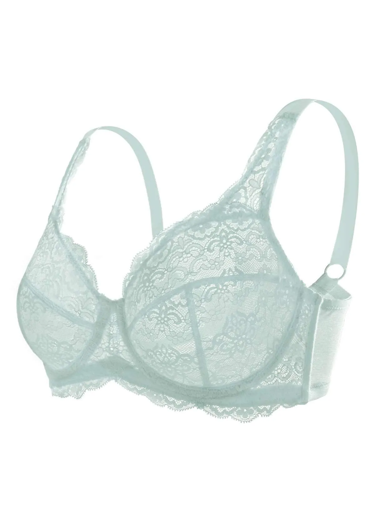 HSIA Blue All-Over Floral Lace Bra