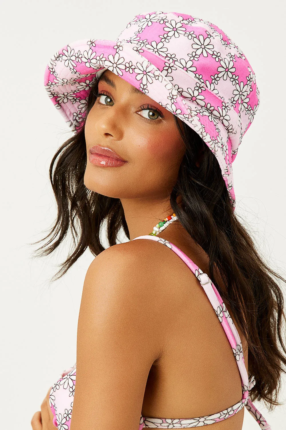 Jax Terry Floral Bucket Hat - Pink Daisy