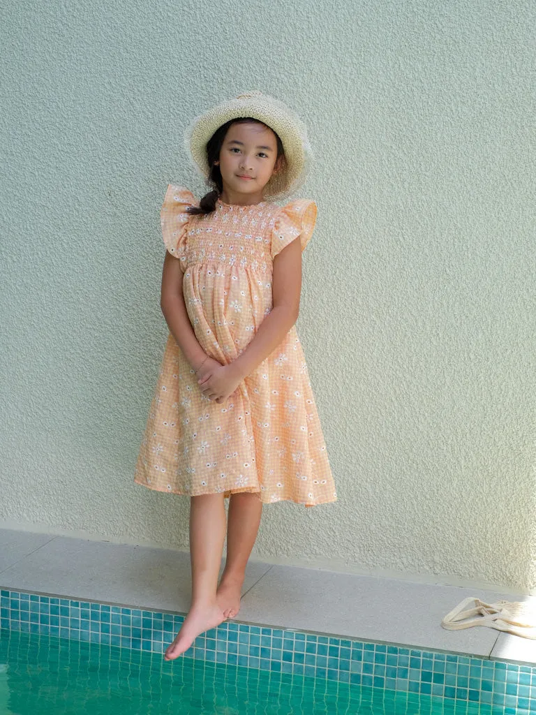 Luna dress - apricot orange eyelet