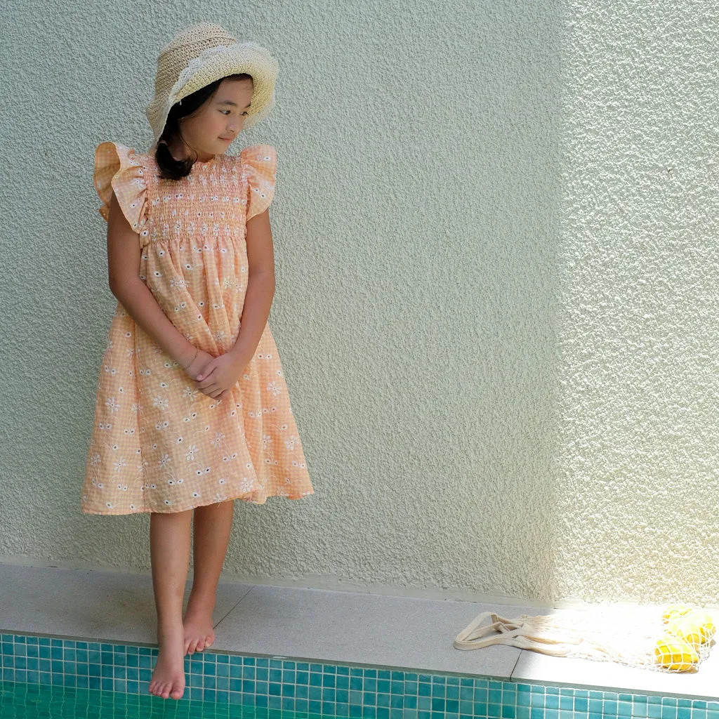 Luna dress - apricot orange eyelet