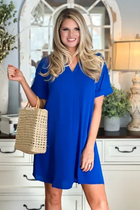 Make it An Easy Day Shirt Dress : Royal Blue