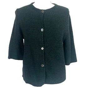 Marni Green & Black Cotton Waffle Knit Cardigan S