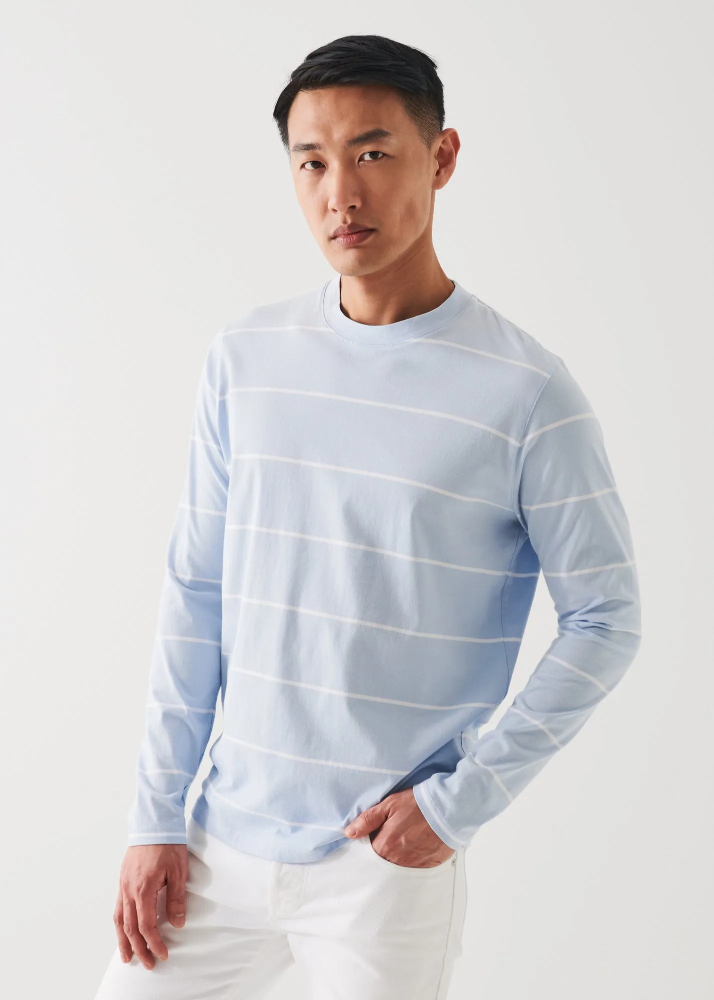 MERCERIZED PIMA COTTON STRETCH LONG SLEEVE T-SHIRT