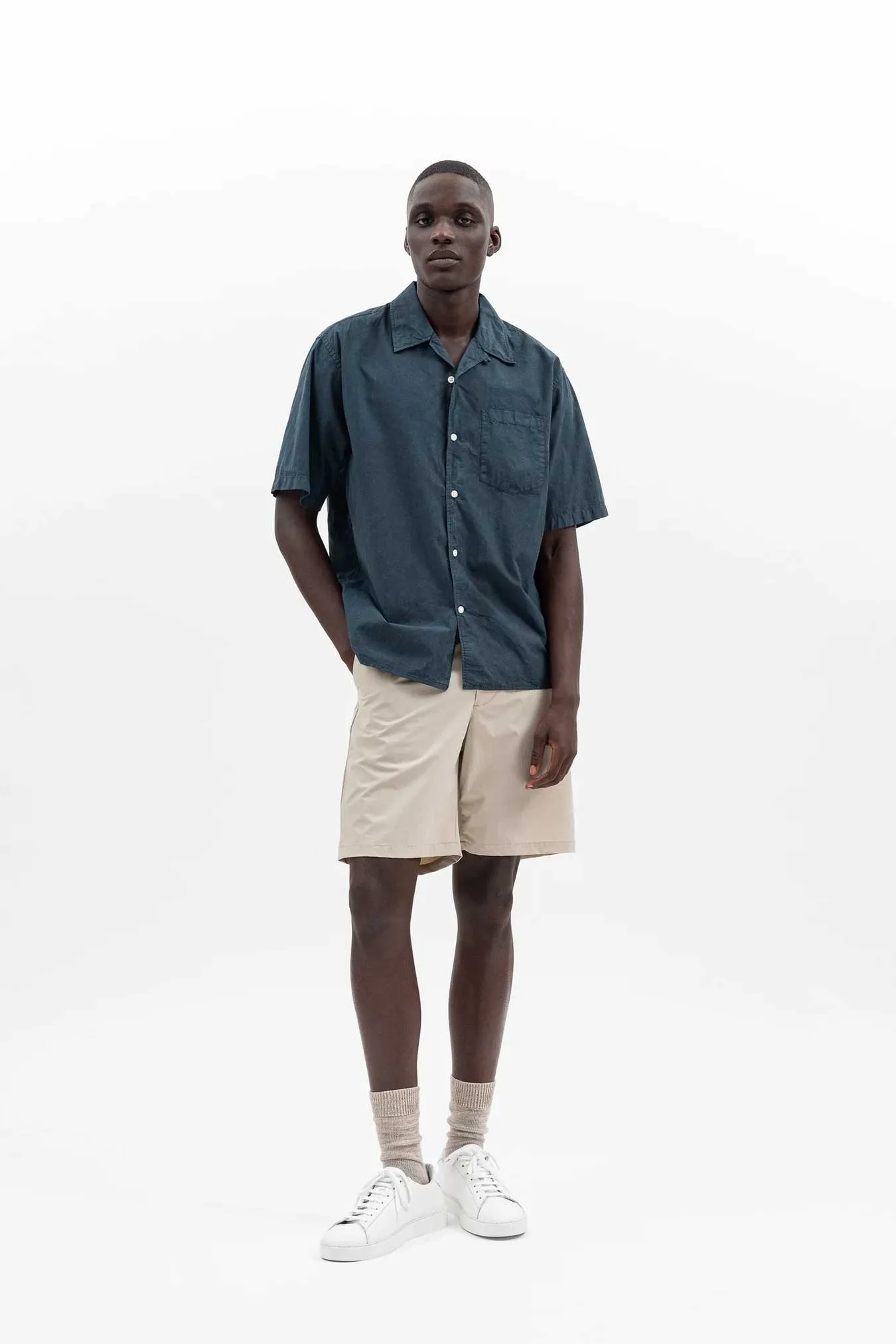 Norse Projects Carsten Cotton Tencel Shirt in Deep Marine